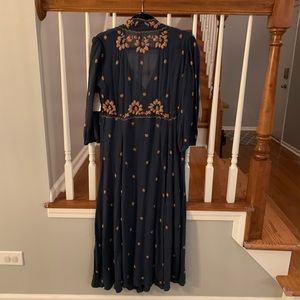 Free People Embroidered Fable Midi Dress